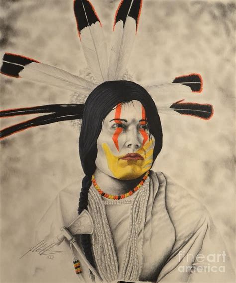 Native American Mixed Media Eagle Man Yanktonai Nakota By John