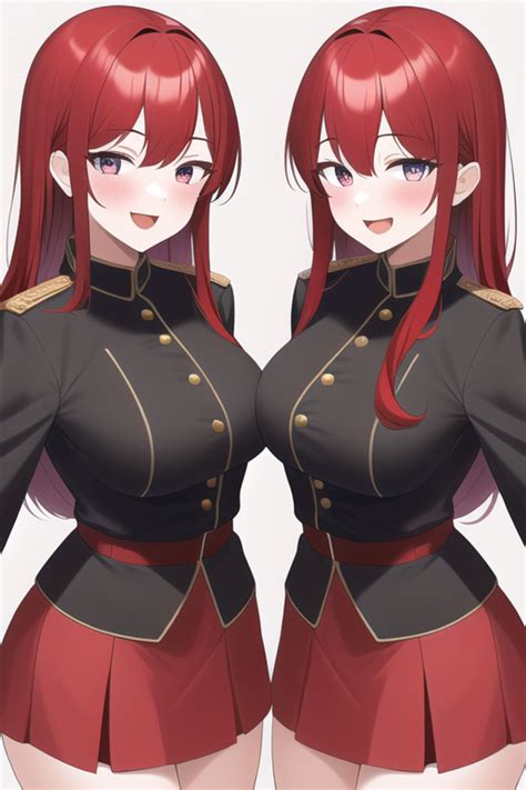 Wallpaper Anime Girls Novel Ai Ai Art Original Characters Long Hair Military Uniform