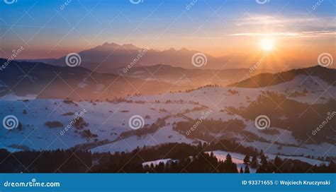 Pieniny Sunset Panorama Stock Image Image Of Spisz Landscape 93371655