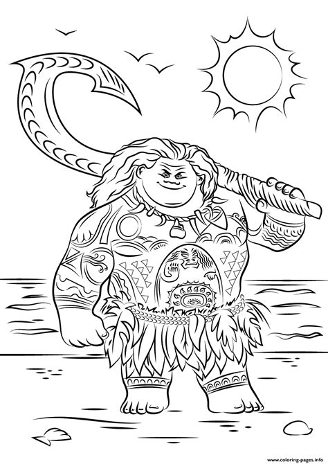 Download more than 50 moana coloring pages! Maui From Moana Disney Coloring Pages Printable