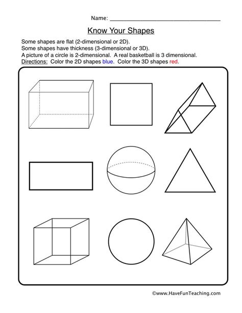3 Dimensional Shapes Worksheets Worksheets