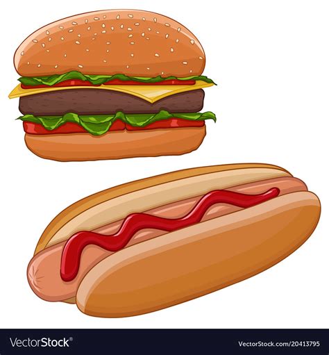 Hamburger And Hot Dog Fast Food Royalty Free Vector Image