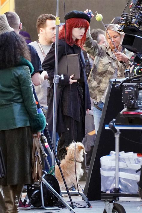#emmastone emma stone at cruella set on regent's street in london 09/01/2019. Emma Stone sports a redhead look while filming for her ...