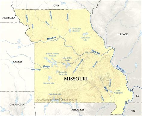 Physical Map Of Missouri