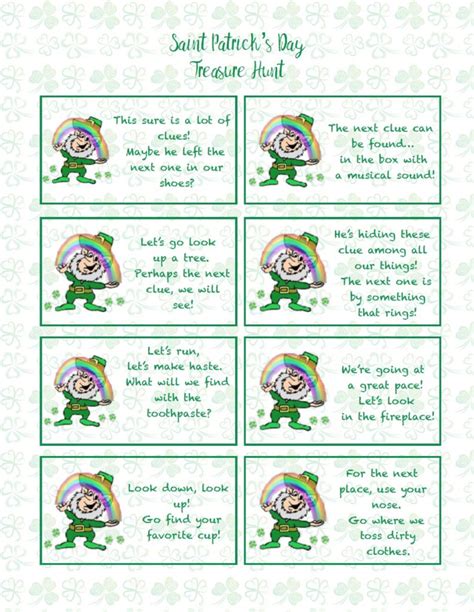 The basis of the treasure hunt is that kids will have clues leading them from place. St. Patrick's Day Treasure Hunt {Free Printable}