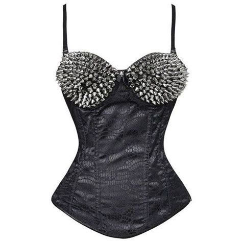 Silver Studded Black Steam Overbust Corset Liked On Polyvore Featuring