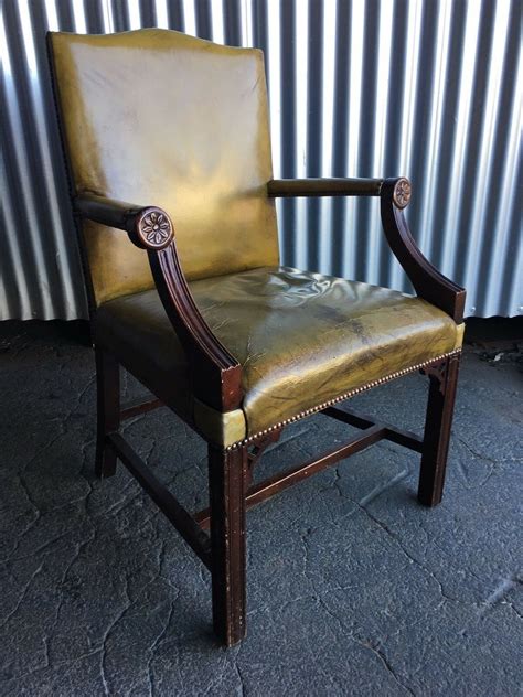 Antiquevintage Chippendale Green Leather Armchair Ebay In 2021