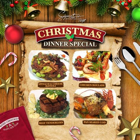 Christmas traditions include a variety of customs, religious practices, rituals, and folklore associated with the celebration of christmas. Signature at The Roof's Christmas Dinner Special Menu