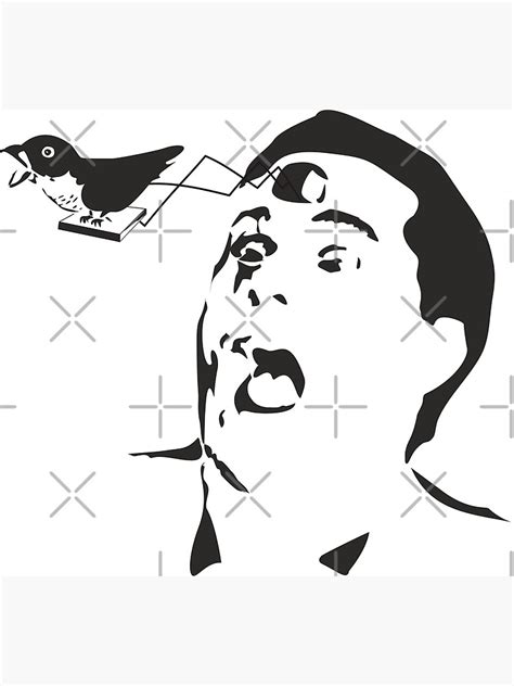 Crazy Man With A Cuckoo Bird Jumping Out Of His Head Poster By