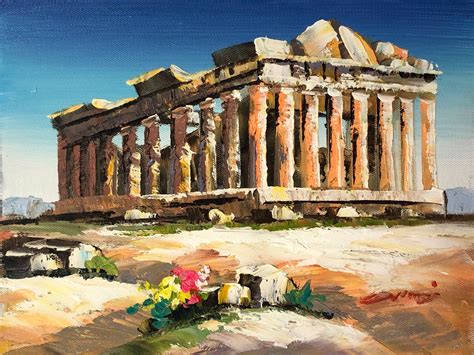 Acropolis Oil Painting Parthenon Painting Greek Temple Wall
