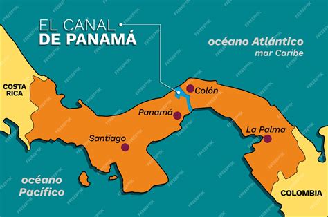 mapa de panamá y su canal vector premium