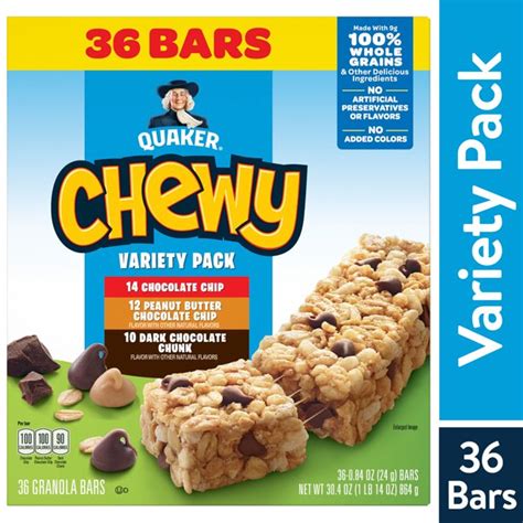 Quaker Chewy Granola Bars 3 Flavor Variety Pack 36 Pack