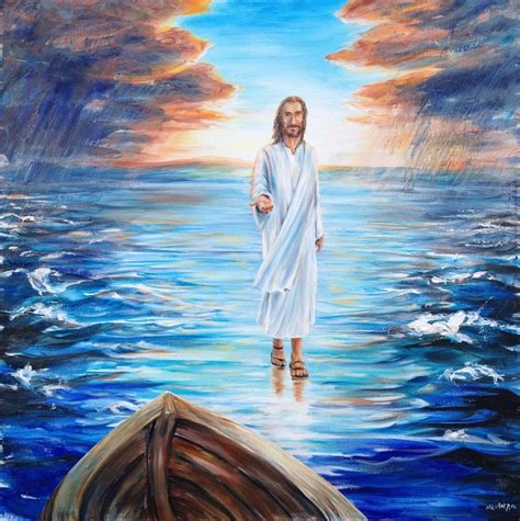 Walking On Water By Melani Pyke Acrylic 24 X 24 Jesus Painting