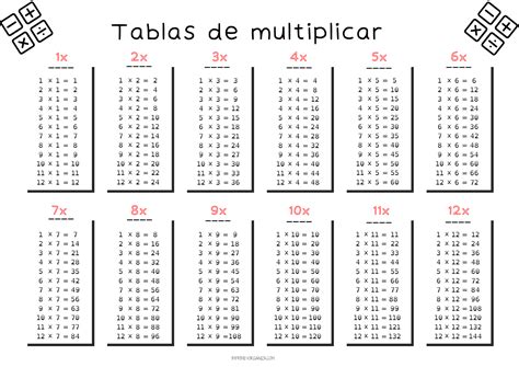 Tablas Multiplicar Imprime Y Organiza