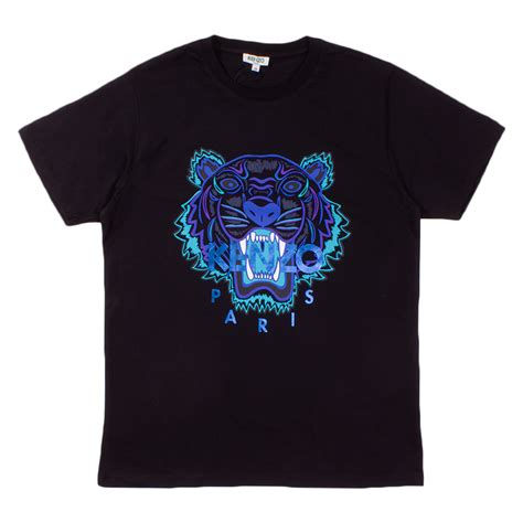 Kenzo Black With Blue Foil Tiger Face T Shirt Artifacts Apparel