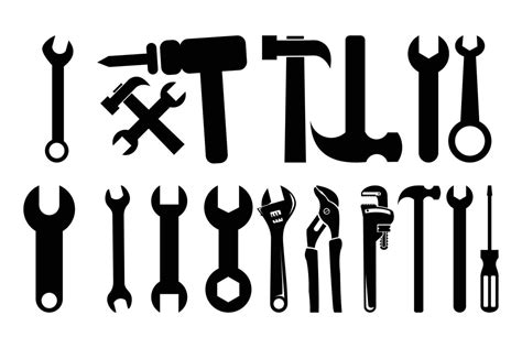 Silhouette Tools Vector Icon Set 7122699 Vector Art At Vecteezy