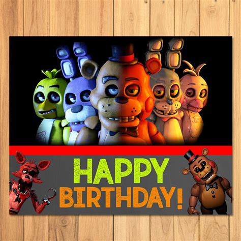 Five Nights At Freddys Happy Birthday Sign Fnaf Birthday Banner 5