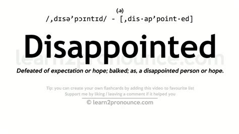 Pronunciation Of Disappointed Definition Of Disappointed Youtube