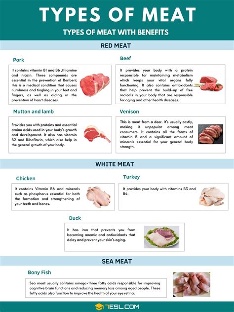 Types Of Meat Vocabulary List Of Meats With Pictures • 7esl