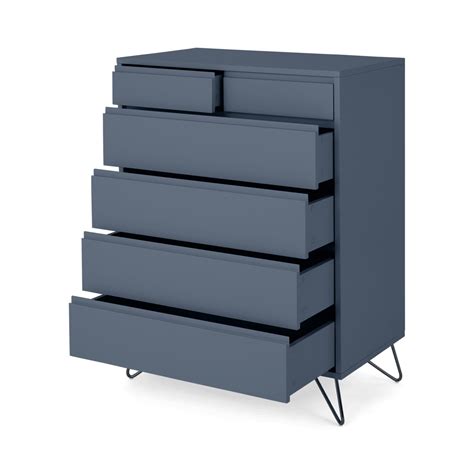 Elona Tall Multi Chest Of Drawers Slate Blue And Black • Sofas Etc