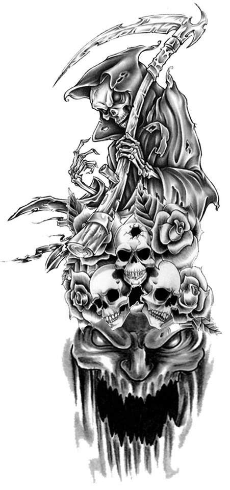 Reaper Skull Sleeve Tattoos Reaper Tattoo Grim Reaper