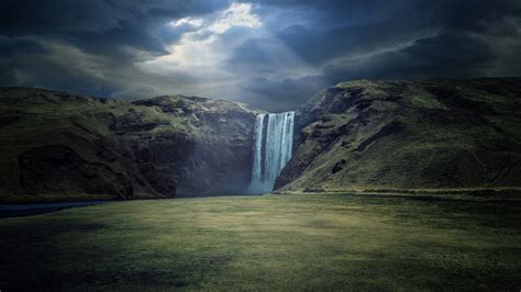 Skógafoss Waterfall 4k Ultra Papel De Parede Hd Plano De Fundo