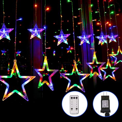 Blingstar Star Curtain Lights 138 Led 12 Star Multicolor Christmas