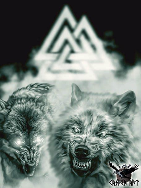 Odins Wolves Geri And Freki Norse Tattoo Viking Art Wolf Tattoos