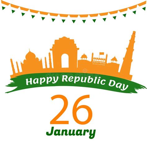 Vector Illustration Of Happy Republic Day Of India 26 January Stock