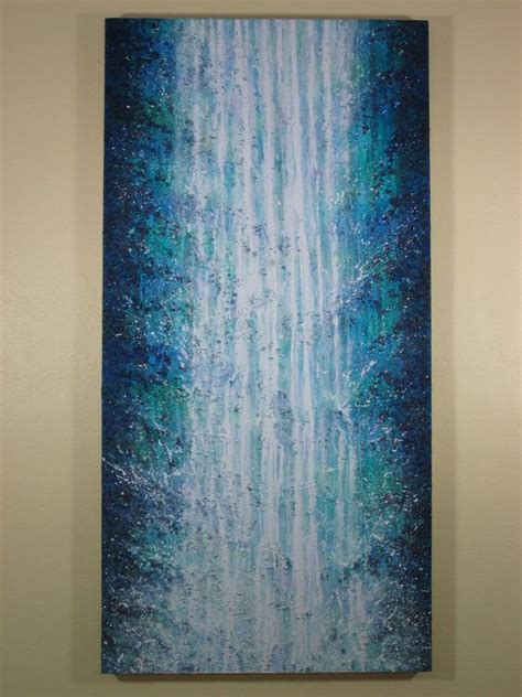 Items Similar To Modern Abstract Art Original Waterfall Painting Blue