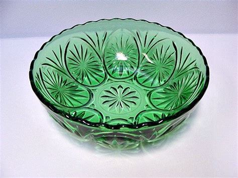 vintage anchor hocking star cameo green glass bowl etsy green glass bowls green glass