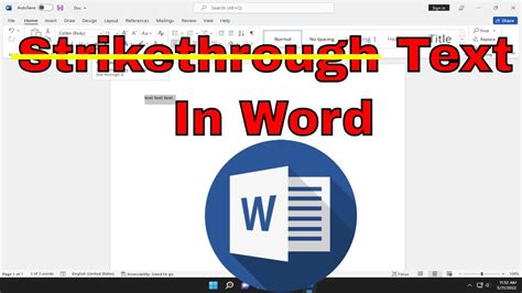 How To Strikethrough Text In Microsoft Word Tutorial Youtube