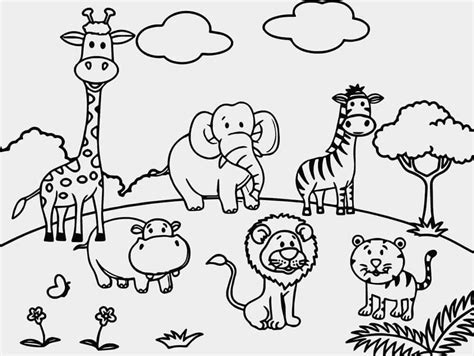 Seis Animales En El Zoológico Para Colorear Imprimir E Dibujar