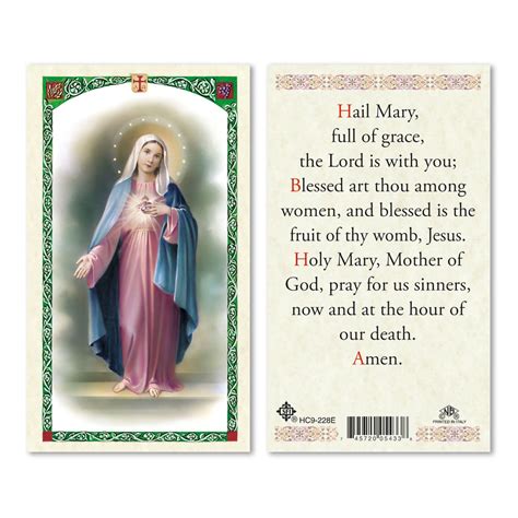 Laminated Holy Card Hail Mary Ewtn Religious Catalogue