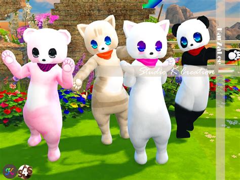 Skc Bear And Cat Costume Ts4cc Studio K Creation Sims 4 Anime Sims