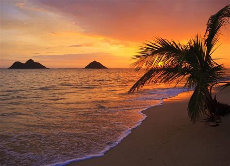 Lanikai Beach At Sunset Hawaii Oahu And Sandy Beaches