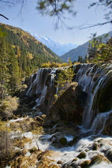 Pearl Shoal Waterfall Rize Valley Jiuzhaigou China Места для