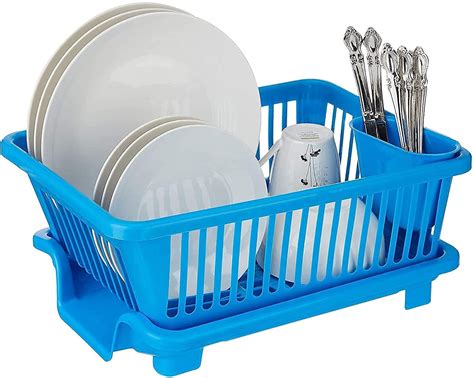 Sofiya 3 In 1 Large Durable Plastic Kitchen Sink Dish Rack Drainer