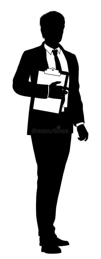 Business People Man With Clipboard Silhouette Stock Vector