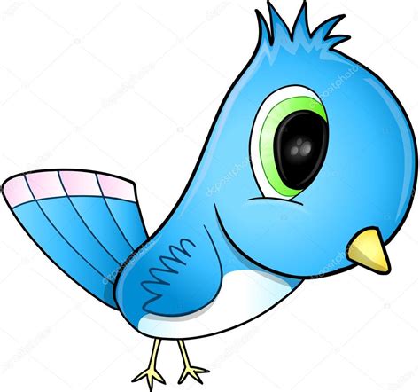 Cute Blue Bird Vector Illustration Art — Stock Vector © Misterelements