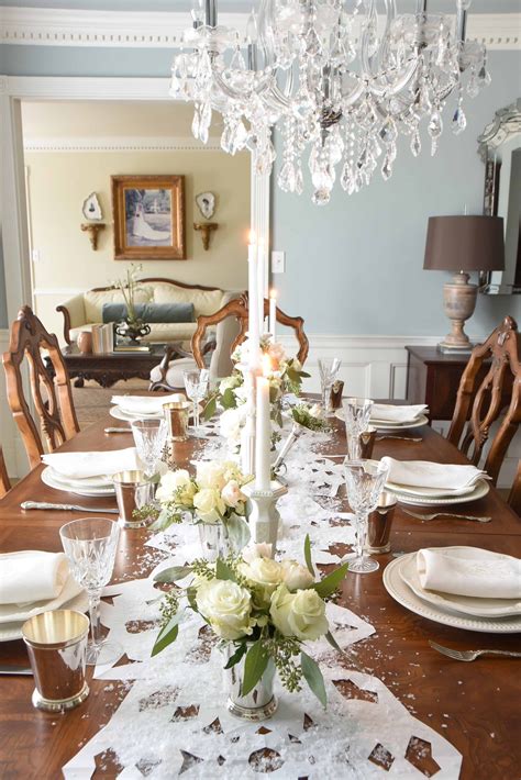 A Snowy Formal Dining Table | Formal dining room table, Dining room table decor, Dining room ...