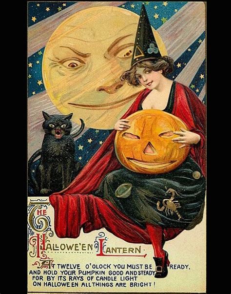 Halloween Decor Vintage Halloween Card Pretty Witch With Etsy Canada
