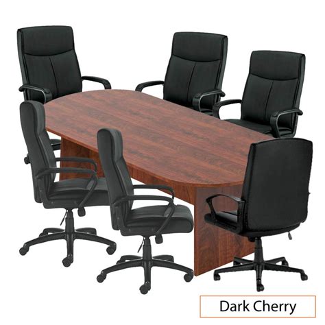Gof 8ft Conference Table Chair G11782b Set Dark Cherry