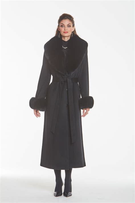 Cashmere Coat Black Fox Trim Madison Avenue Mall Furs