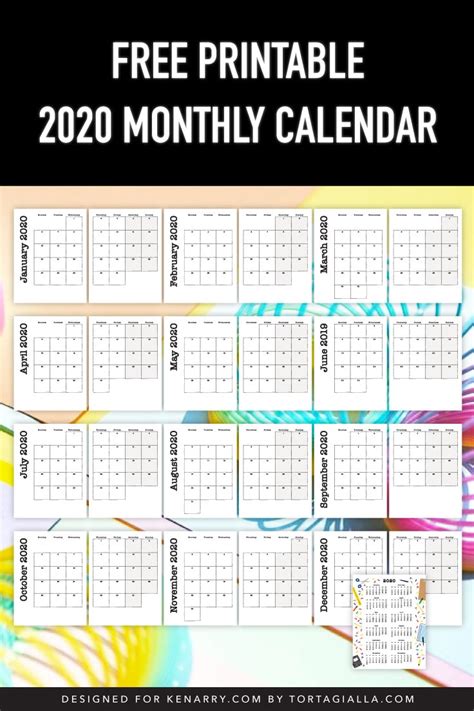 2020 Monthly Calendar Printable For Kids Ideas For The Home