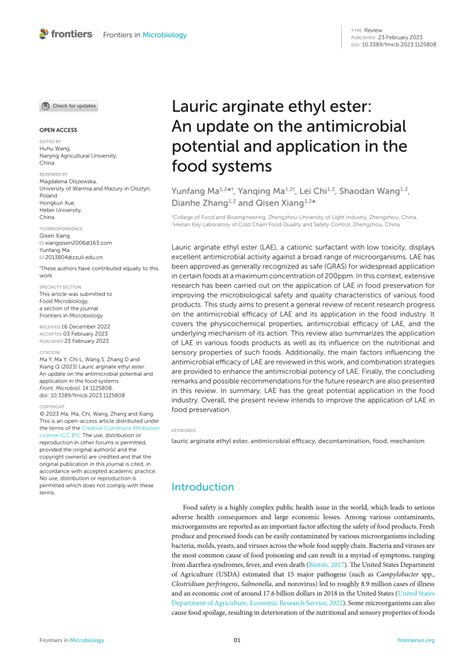 Pdf Lauric Arginate Ethyl Ester An Update On The Antimicrobial