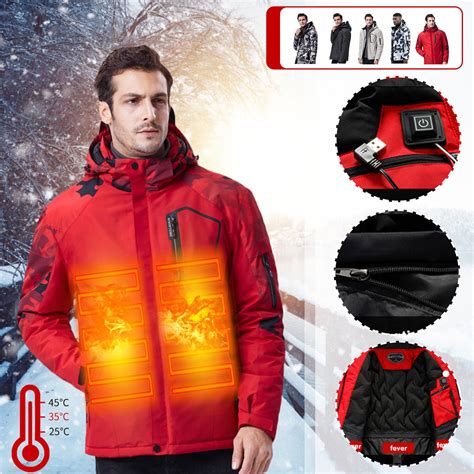 Outdoor Men Waterproof 3modes Usb Electric Heated Coats Hooded Heating