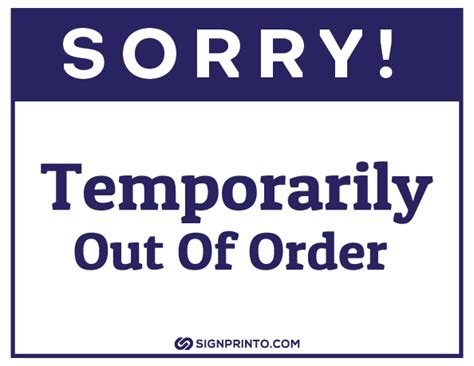 Temporarily Out Of Order Sign Pdf Free Printable Sign Designs In