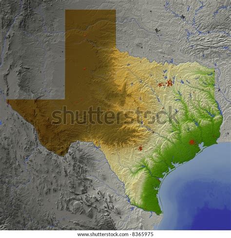 Texas Shaded Relief Map Shows Major Stock Illustration 8365975