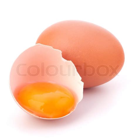 Broken Egg Isolated On White Background Stock Image Colourbox